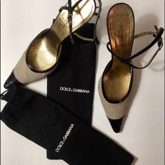 Dolce & Gabbana Snakeskin Slingback Kitten Heels Size 40 - Picture 1 of 11